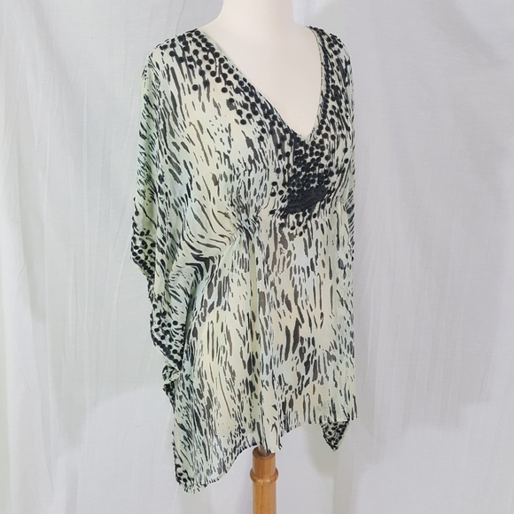 Planet Chiffon Caftan Poncho Tunic Top 10 - Picture 1 of 5